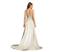 Babyonline D.R.E.S.S. Robe de Gala Longue avec Fente Robe de Cocktail Sexy Chic pour Mariage Chic Elégante sans Manches Champagne M