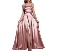 Babyonlinedress BABYONLINE D.R.E.S.S. Robe de Gala Longue avec Fente Robe de Cocktail Sexy Chic pour Mariage Robe Femme Chic et Elégante Rose 32