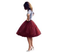 Babyonlinedress Femme Jupon Rétro Style année 50 Vintage en Tulle Audrey Hepburn Rockabilly Petticoat Tutu-18 Couleurs, Bordeaux, Taille Unique