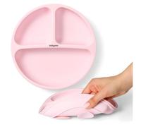 BabyOno Siilicone Plate 6m+ assiette à compartiments avec ventouse Pink 1 pcs