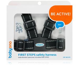 BabyOno Be Active Safety Harness First Steps sangles de sécurité pour enfant Black 6 m+ 1 pcs