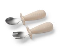 BabyOno Be Active Stainless Steel Spoon and Fork couverts pour enfant Beige 12m+ 2 pcs