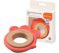 BabyOno - Jouet de dentition en bois et silicone - Poule, corail