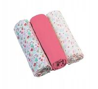 Babyono Lot de 3 Langes en Mousseline Super Douce - 70 x 70 cm - Lingettes (Rose/cœurs)