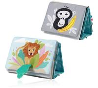 BabyOno Reversible Sensory Cloth Book 0m+ livre d’éveil contrasté avec miroir Safari 1 pcs