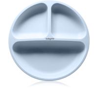 BabyOno Siilicone Plate 6m+ assiette à compartiments avec ventouse Blue 1 pcs