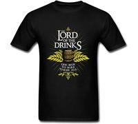 BabyPaper Lord of Drinks T-Shirt Rule Them All Beer Oktoberfest Short Sleeve Top Graphic Black XL