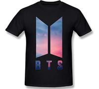 BabyPaper Men's BTS Cotton Vintage Short Sleeve T-Shirt Black XL