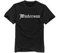 BabyPaper ?Wintersun Logo T Shirt for Men Retro O Neck T Shirts for Men Black S