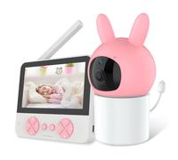Babyphone -Babyphone Caméra sans fil Écran 5 Pouces Bébé Moniteur -Interphone Température Berceuses Vision Nocturne Mode VOX