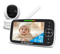 Babyphone Caméra 5" 720P HD, Rotation de 355° Camera Bébé, sans WiFi | Baby Phone avec Camera Bebe Surveillance, 4000mAh, Vision Nocturne, VOX, Zoom 4X, Température, Talkie-Walkie, 8 Berceuses