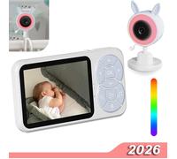 Babyphone Caméra avec Écran 3,5"" - Communication Bidirectionnelle, Vision Nocturne, Zoom 4X, Détection Température, Veilleuse RGB