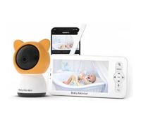 Babyphone Caméra, Baby Monitor,5"" Caméra bébé Surveillance 355° PTZ Baby Phone Vidéo connecté Smartphone avec Alertes - Contrôle