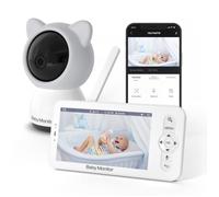 Babyphone Caméra PIMPIMSKY ,Bébé Moniteur avec caméra 5 pouces, écran sans fil audio de sécurité vidéo Vision nocturne 1000ft
