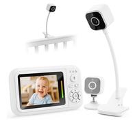 Babyphone Camera sans WiFi, Portable Camera Bebe Surveillance avec Support Lit, Connexion Privée Sécurisée 2,4 GHz, Audio