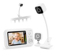 Babyphone Camera sans WiFi, Portable Camera Bebe Surveillance avec Support Lit, Connexion Privée Sécurisée 2,4 GHz, Audio Bidirectionnel, Détection des Pleurs, Vision Nocturne, Zoom 4X, Berceuses