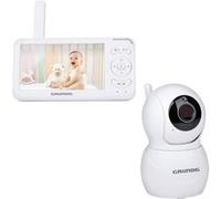 Grundig Babyphone Camera - Camera Bébé avec Écran Couleur 5 Pouces - avec Vision Nocturne, Affichage de la Température et Fonction Talkback - Blanc