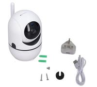 Babyphone Panoramique A 360 Degres, Vertical A 65 Degres, Vision Nocturne 1080p, Inclinaison, Zoom, Camera Wi-Fi Pour La Maison, Blanc, Prise Britannique 100-240 V