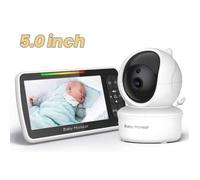 Babyphone Vidéo- PIMPIMSKY- Babyphone-Bébé Moniteur Caméra avec Écran 5.0 Pouces Vision Nocturne Température Ambiante