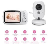 Babyphone Vidéo Th Bébé Moniteur 3.2 Lcd Couleur - Vision Nocturne - Température - Rose
