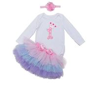 BabyPreg bébé Fille Manches Longues 1er Anniversaire Tutu Tenue Robe Bandeau (9-12 Mois, Rose Violet)