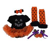BabyPreg Tenue Tutu bébé fille Mon 1er costume d'Halloween Robe Action de grâces (3-6 Mois, Citrouille noire)