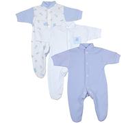 BabyPrem Bébé Lot de 3 Grenouillères de garçon 0-3.5Kg Nounours Bleu 32-38cm 0.7-1.6kg