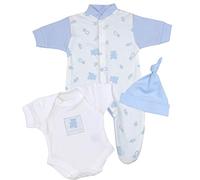 BabyPrem Bébé Prématuré Garçon Dors, Body et Chapeau Set 0-3.5Kg Nounours Bleu 44-50