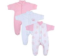 BabyPrem Bébé Prématuré Lot de 3 Grenouillères Pyjama Dors Combinaison Filles 1.6-2.5Kg Rose Papillon 38-44