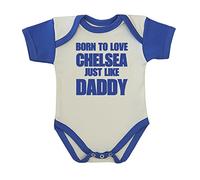BabyPrem Body pour bébé « Born to Love Chelsea Like Daddy » 50-80 cm, bleu, 62-68cm
