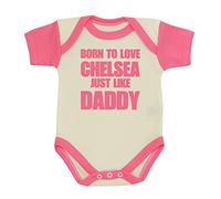 BabyPrem Body pour bébé « Born to Love Chelsea Like Daddy » 50-80 cm, Rose, 62-68cm