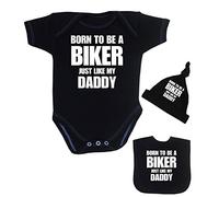 BabyPrem Ensemble de vêtements pour bébé « Born to be a Biker Like Daddy » - 12 mois, Noir , 0 Months