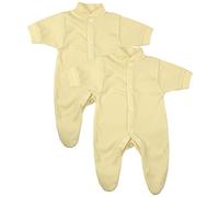 BabyPrem Lot de 2 grenouillères en coton pour bébé prématuré 0,5 à 1,4 kg, 1,4 à 2,3 kg, 2,3 à 3,6 kg, blanc citron, citron, 32-38