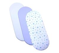 Babyprem Lot de 3 draps-housses pour berceau 1 x Blanc 1 x Bleu 1 x Motif oursons bleus