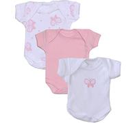 BabyPrem Lot de 3 Prématurée Bodys Bébés Filles Papillon Rose