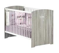 Lit bébé à barreaux - 120 x 60 cm - Babyprice Smile - Chêne silex - Blanc