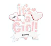 Babys personnalises premier ornement de Noel 2024 - Ornement de Noel personnalise c'est une fille de genre reveler l'ornement nouveau-ne bebe fil