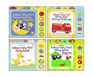 Baby's Very First Noisy 4 Books Collection Set By Fiona Watt & Stella Baggott (Baby's Very First Noisy Book, Nursery Rhymes, Things That Go & Farm)