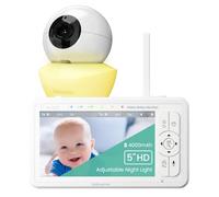 Babysense HDS2 Moniteur Vidéo pour Bébé avec Caméra et Audio, Babyphone 5" HD 720p, sans WiFi, Veilleuse Ajustable, Portée Étendue, Audio Bidirectionnel, Zoom 4X, Vision Nocturne, Batterie 4000mAh