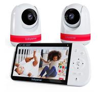 Babysense - Moniteur bébé Full HD écran partagé - Avec 2 caméras - Veilleuse en 6 couleurs - Bruit et machine à lumière - Batterie de 20 heures - Connexion sécurisée sans WiFi