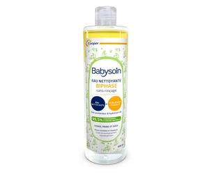 BABYSOIN - Eau nettoyante biphase - Soin nettoyant - Visage mains et siège - Sans parfum - 400 ml