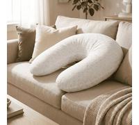 Babysom - Coussin de Maternité 3 en 1 : Grossesse, Allaitement & Repos Bébé - Housse en Double Gaze de Coton Premium - Déhoussable et Lavable - Microfibres Silencieuses - Design Élégant Blanc - XXL