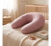 Babysom - Coussin de Maternité 3 en 1 : Grossesse, Allaitement & Repos Bébé - Housse en Double Gaze de Coton Premium - Déhoussable et Lavable - Microfibres Silencieuses - Design Élégant Fuchsia - XXL