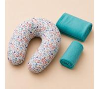 Babysom Pack Coussin de Maternité Évolutif - 2 Housses Incluses (Coton Fleur Bleue & Velours Ultra-Doux) + Charlotte Cocon Bébé - Idéal Grossesse & Allaitement - Certifié Oeko-Tex - XXL 170cm