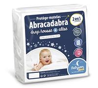 Protège matelas bébé 2 en 1 drap housse + alèse imperméable jersey 100% coton blanc 70X140