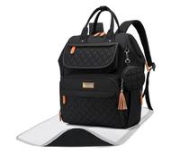 BABYTESS Sac à Dos à Langer Multifonctionnel - Tapis à Langer, Sangles de Poussette et Range-Tétine - Grand Format Maternité Noir, Sac de Voyage Unisexe