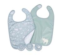 BabyToLove lot de 2 bavoirs bébé imperméables et doux | Fermeture scratch pratique | Bavoirs naissance à 3 ans pour repas, biberons et poussées dentaires | Green Tropic