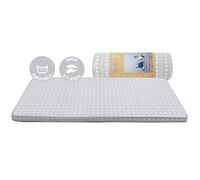 BabyToLove Matelas de Sol bébé avec Housse Lavable | Tapis de Sieste Doux et Pliable pour crèche, Maison ou Voyage | Facile à Transporter avec Sangles | Motif Étoiles Blanches
