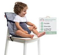 BabyToLove Pocket Seat | Compact Portable High Chair for Travel, Dining & More | Secure & Washable Toddler Seat with Harness | Fits Most Chairs | Lightweight Foldable | Denim