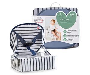 BabyToLove | Rehausseur pliable et léger pour bébé et enfant avec assise imperméable et harnais 3 points | Blue Stripes